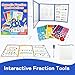 CABVIP Magnetic Fraction Tiles & Circles Set with Dry Erase Board - Montessori Math Manipulatives Kit for Grade 1-5, Homeschool Classroom Fraction Puzzles and Games