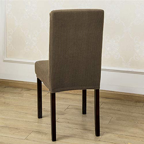 Argstar 6 Pack Jacquard Dining Chair Covers, Stretch Armless Chair Slipcover For Dining Room Seat Cushion, Spandex Kitchen Parson Chair Protector Cover, Removable & Washable, Jacquard Light Brown #TOP4