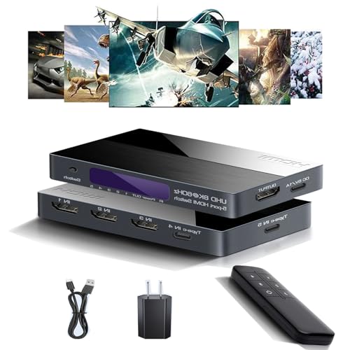 Conmutador HDMI 2.1 8K para cambiar sin cortes entre 3 dispositivos HDMI y 2 puertos USB-C