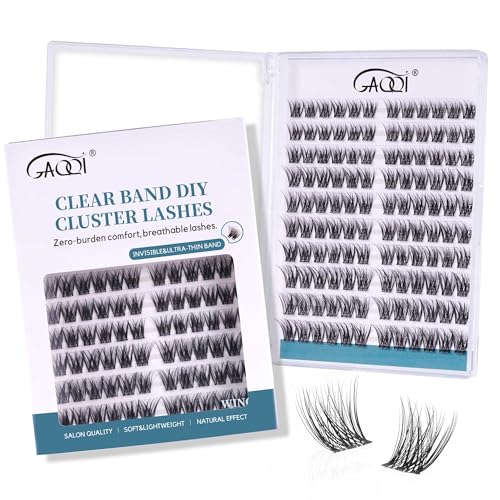 GAQQI Clear Band Lash Clusters,Wispy Eyelash Clusters,10-14mm,WING