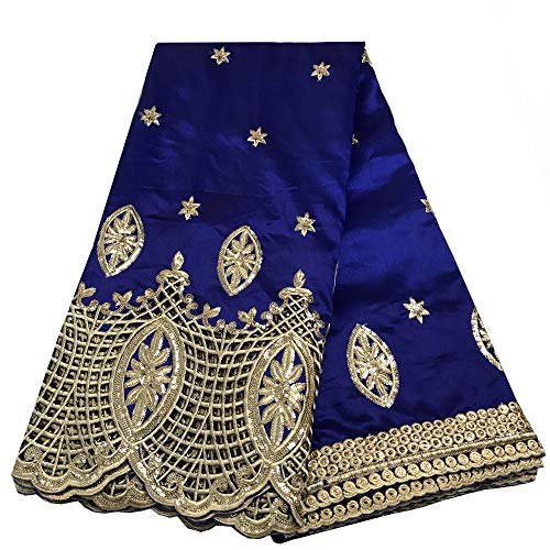 African George Lace Wedding Dress for Women Gold Silk Sequin Fabric Swiss Cotton 5Y (Royal Blue) African George Lace Wedding Dress for Women Gold Silk Sequin Fabric Swiss Cotton 5Y (Royal Blue)
