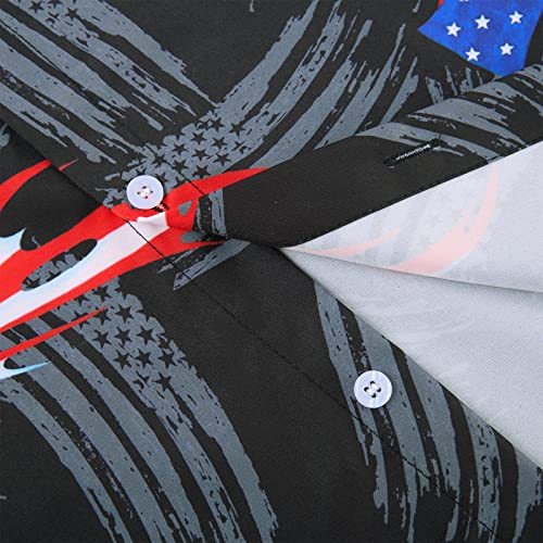 Goodstoworld Mens Hawaiian Shirt Flag Day Shirts Button Up American Graphic Short Sleeve Summer Holiday 4Th Of July Shirt Black Xl #TOP3