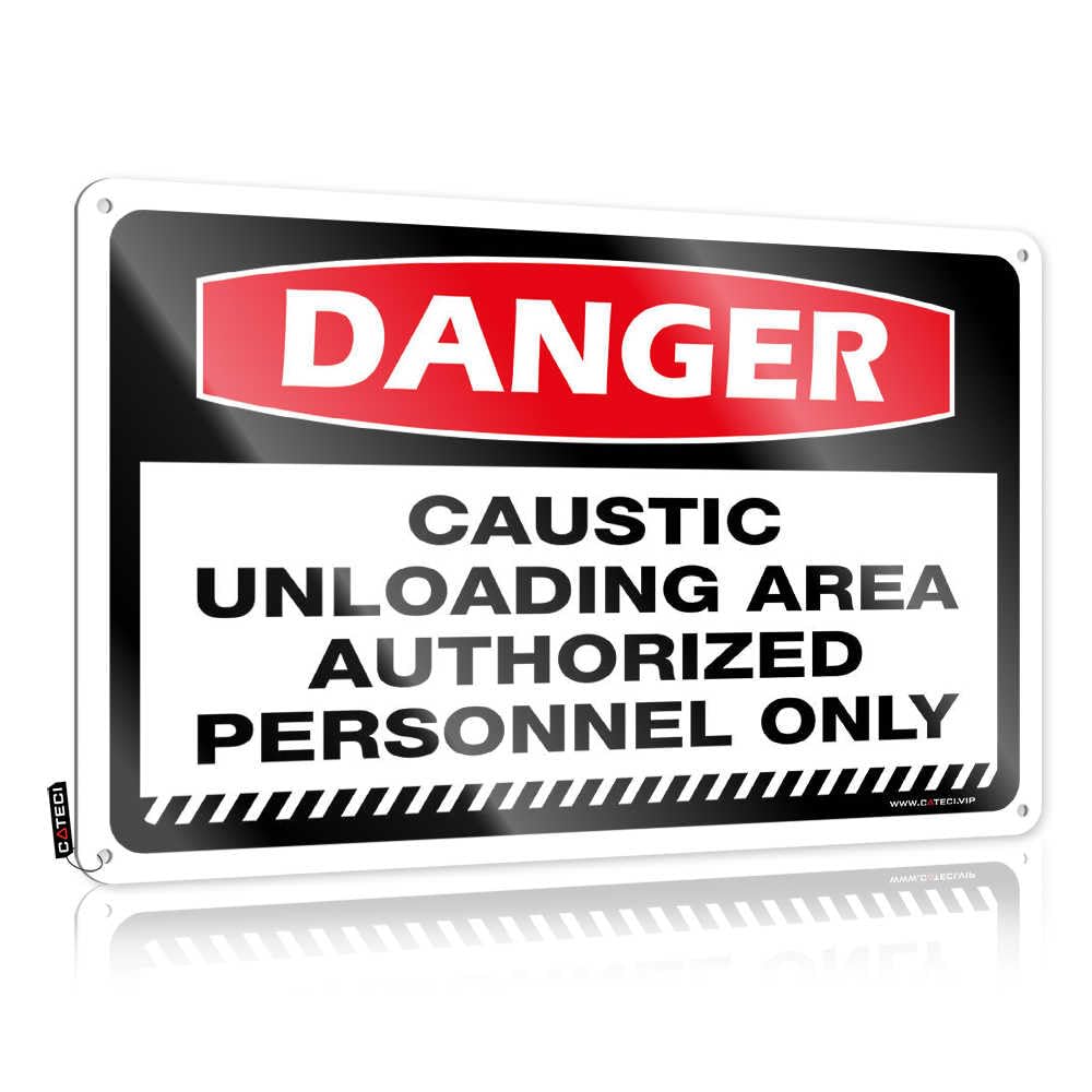 Fzfn Colour Home Bar Decor Accessory Funny Wall Art - Danger Caustic Unloading Area Authorized Personnel Only Decorative Metal Wall Art Ready To Hang For Pool Bar(30X40cm)