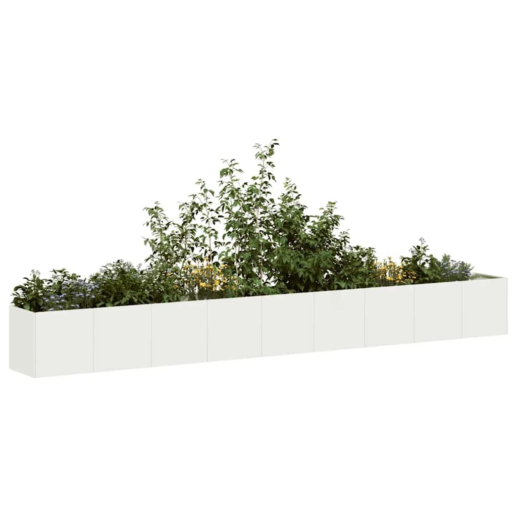 IKAYAA Raised Garden Bed Galvanised planter Bottomless Galvanised Steel Planter Box for Growing Outdoor Plants, Vegetables-white-360 x 40 x 40 cm
