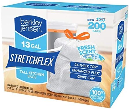 Berkley Jensen 13 Gallon Fresh Scent Drawstring Trash Bag, 200 ct.