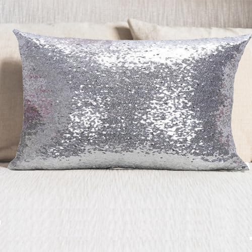 Livebycare LC_SY_CHUNSELIANGPIAN-YINBAI-3050 12X20 In Glitter Sequin Throw Pillow Cover Sham Case Cushion Covers Pattern Zipper Pillowslip Pillowcase thumb #1