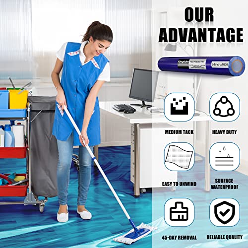 Floor Protection Film, Blue Floor Protector Film Roll Self Adhesive Transparent Floor Protection Film Covering For Hardwood Floor, Tile, And Hard Surfaces (24 Inches X 400 Feet) #TOP4