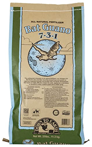 Down To Earth All Natural Fertilizers Organic Bat Guano - High Nitrogen Plant Food for Vegetative Growth 7-3-1, 10 Lb
