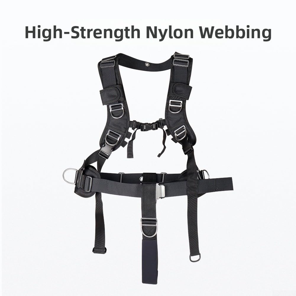 Cómodo arnés de buceo con soporte en la entrepierna | Diseño modular ajustable, ajuste personalizado para buceadores, correas de hombro seguras, material de nailon negro