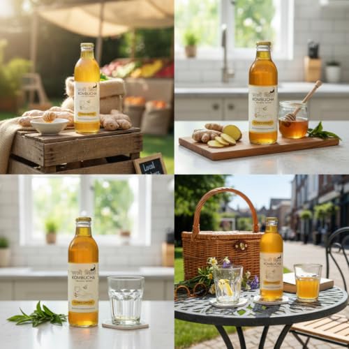 Image of KAALI BILLI Kombucha Honey Ginger, Pack of 2 | Fermented Tea, All Natural, Gut Healthy Drink | 2 x 250ml | Vegan, Preservative free, Low calorie, Low sugar
