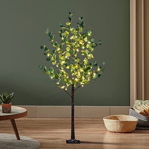Lightshare 5FT Lighted Eucalyptus Tree 162L Warm White LED Artificial