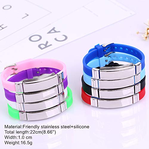 Personalized Stainless Steel Silicone Medical Allergy Awareness Bracelets for Boys Girls Adults,Customized Medic Alert ID Wristband Emergency Jewelry for Son,Daughter,with Aid Bag2