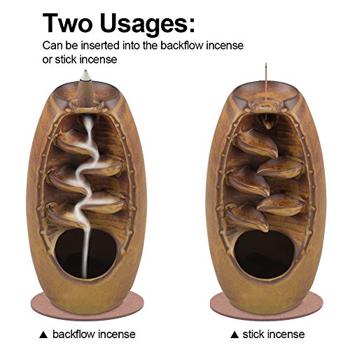 image for SPACEKEEPER Ceramic Backflow Incense Holder Incense Burner Waterfall, 