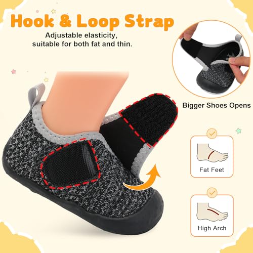 Image of FEETCITY Baby First Walking Shoes Wide Baby Shoes Infant Sneakers Newborn Crib Shoe Barefoot Lightweight Slip On Shoe
