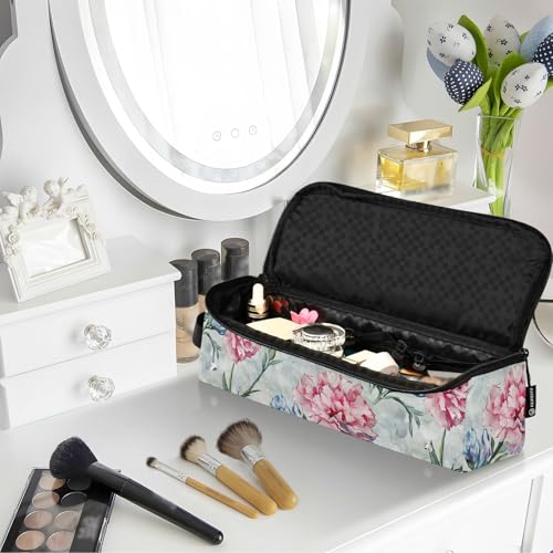 Organizador para Herramientas de Cabello Pink Big Floral 2 en 1 con Estera Resistente al Calor y Doble Capa para Planchas y Accesorios de Cuidado Capilar Portátil miniatura 6