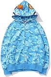 Men's Bape Jacket A Bathing Ape Full Zip Shark Head Hoodie Hip Hop Tops Coat Hipster for Women Boys...