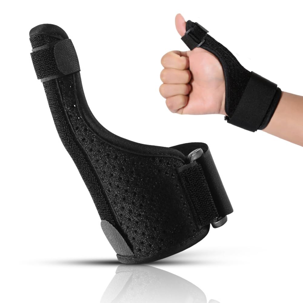 X spring Long Thumb Brace, Trigger Thumb Splint Fits Men and Women Left and Right Hand, Sports Thumb Brace with Removable Aluminum Bar, Finger Splint for Sprains, Carpal Tunnel and Trigger Pain Relief