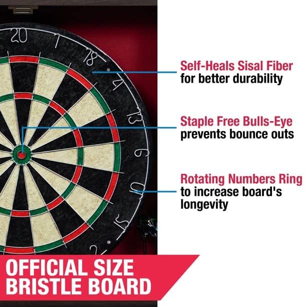 Burnham Bristle Dartboard Cabinet Set, Brown