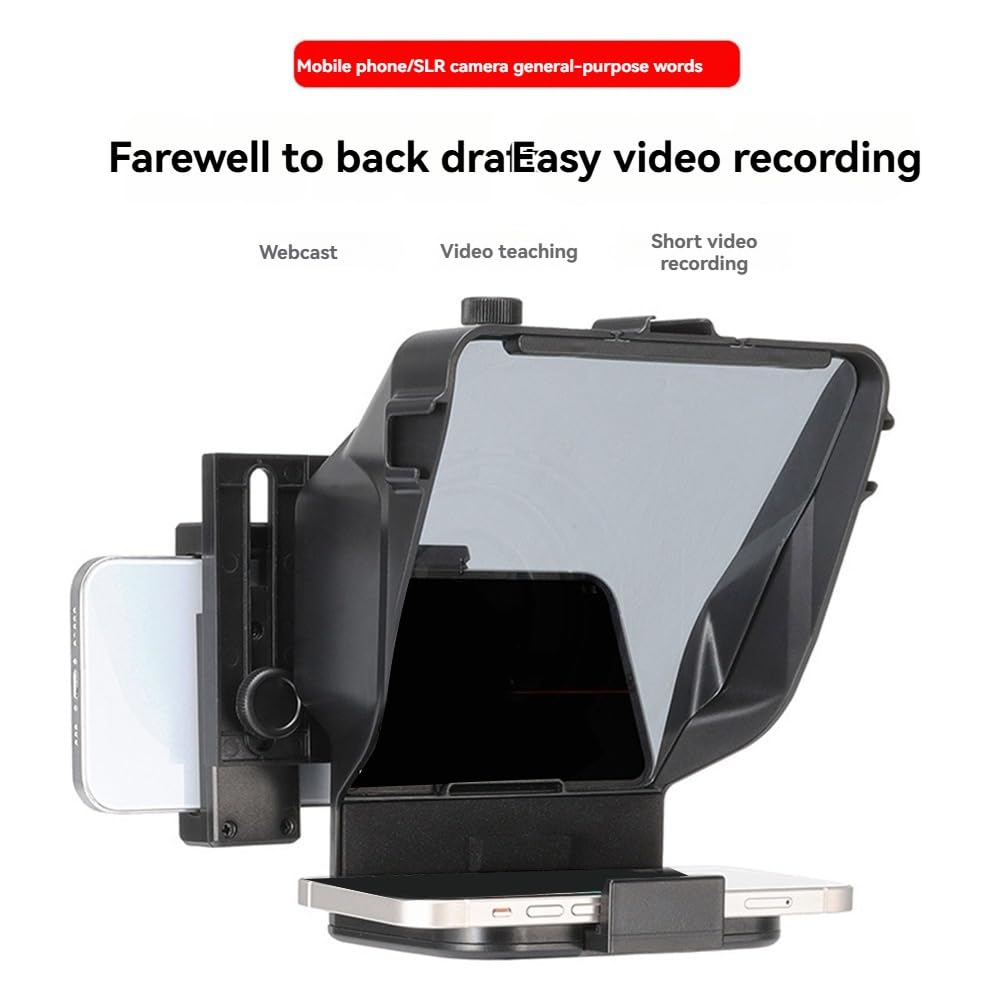 Tragbarer Teleprompter für Smartphones mit Fernbedienung und Handyhalterung für Videoaufnahmen und Live-Streaming