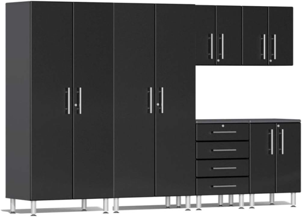 Ulti-Mate UG23060B 6-Piece Garage Cabinet Kit in Midnight Black Metallic,Black,Grey
