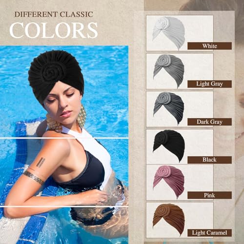 Image of SATINIOR 6 Pcs Turbans for Women | Pre Tied Head Wraps for Women Chemo, Soft Stretch African Turban, Cancer Hair Loss Coverage, Fashion Headwear