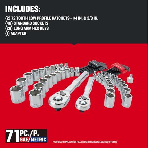 CRAFTSMAN Versastack Mechanics Tool Set, 1/4 and 3/8 Inch Drive, 71 Piece (CMMT45171) - image 3