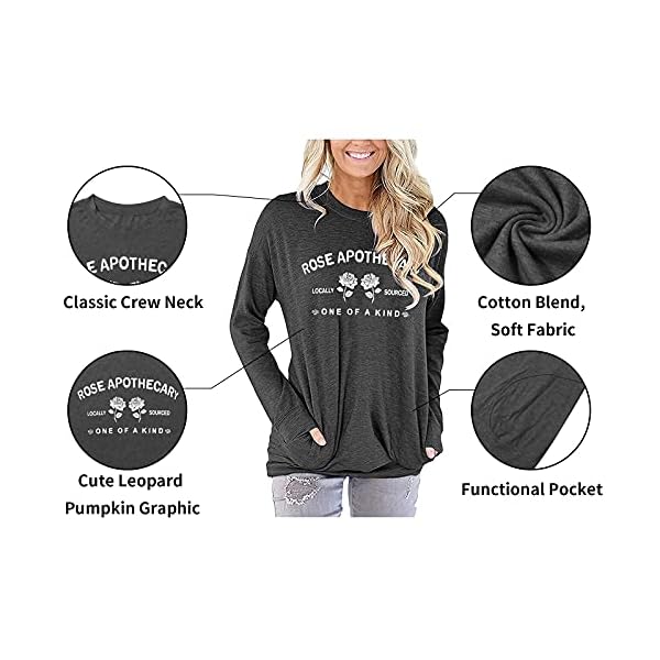 NANYUAYA-Rose-Shirts-for-Women-Rose-Printed-Novelty-Shirt-Summer-Funny-Short-Sleeve-Holiday-Tee-Tops NANYUAYA Rose Apothecary Shirt for Women Casual Crewneck Long Sleeve Tee Funny Letter Print Tops with Pockets