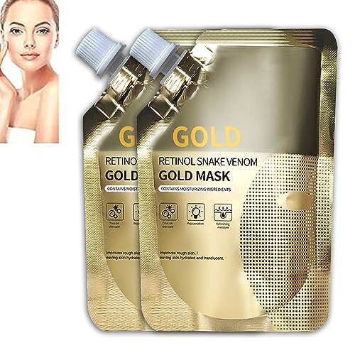 Retinol Snake Venom Gold Mask,Gold Mask Huasurv,Anti-Aging Gold Face Mask,Rejuvenating Gold Peel off Mask for Deeply Cleans Moisturizing Skin for All Skin Types (2PC)