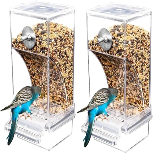 2 Pièces Mangeoire Automatique pour Oiseaux | Abreuvoir en Plastique Acrylique De Grande Capacité | Accessoires d'alimentation pour Cage À Oiseaux | pour...