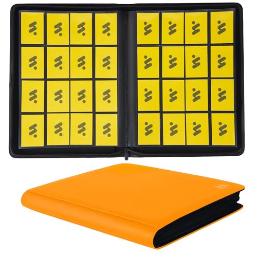 Premium 1000+ Pockets Card Binder,16 Pockets Trading Card Binder Ringless Side Loading Trading Card Album Folder for TCG -Orange