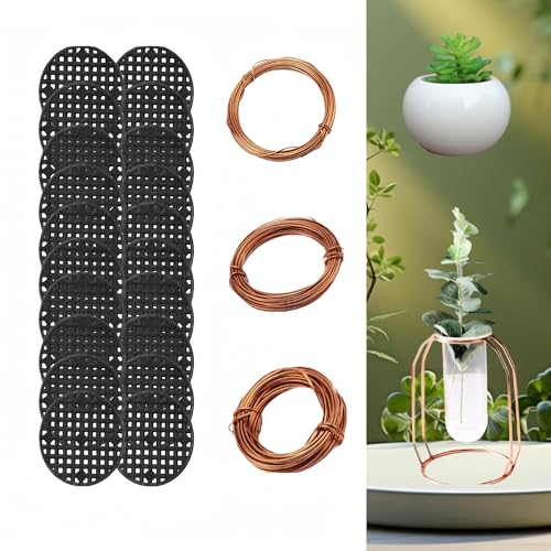 Amatted Bonsai Tool Set,20 Pcs Small Hole Garden Mesh and 3 Rolls of Bonsai Wire,Aluminum Craft Wires in Sizes 1.0mm,1.5mm,2.0mm (Each 32ft),Ideal for DIY Bonsai Modeling,Jewelry and Craft Making