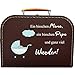 Pappkoffer zur Geburt, Kinderwagen & Spruch Koffergröße 25 x 17,5 x 8,5 cm, Farbe braun