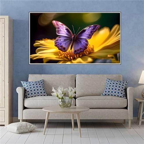 Broderie Diamant Kit Complet Fleur Papillon Grand Format 5D Loisirs Créatifs Adultes Enfant