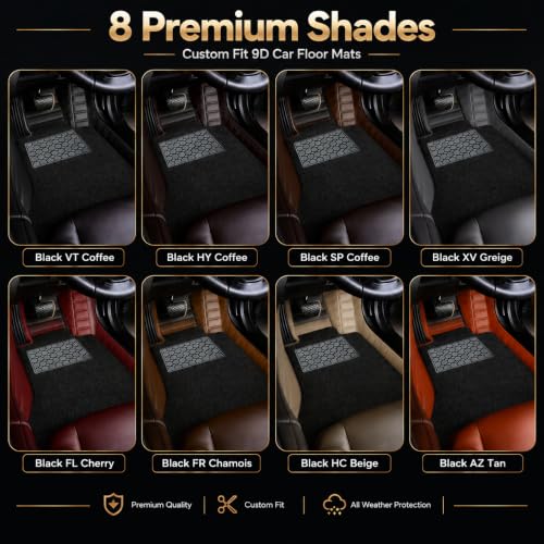 Image of Accessories 9D Combination Car Floor Mats Only Compatible with KIA Seltos (Automatic 2026 |100% Waterproof & Washable | Luxury 9D Car Foot Mats - Black XV-Greige