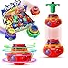 PROLOSO 12 Pack Led Spinning Tops Peg Top Light Up Music Spin Toys Glow in The Dark Party Supplies Gift Multicolored