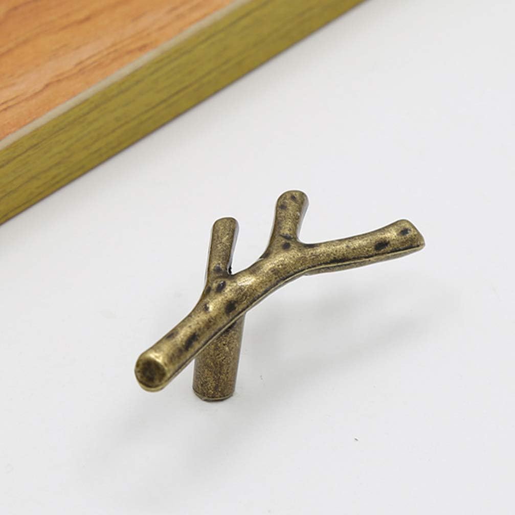 Cabilock 4pcs Branch Shaped Handles Decorative Cabinet Knobs Zinc Pull Handles Farmhouse Kitchen Bedroom Bathroom Furniture