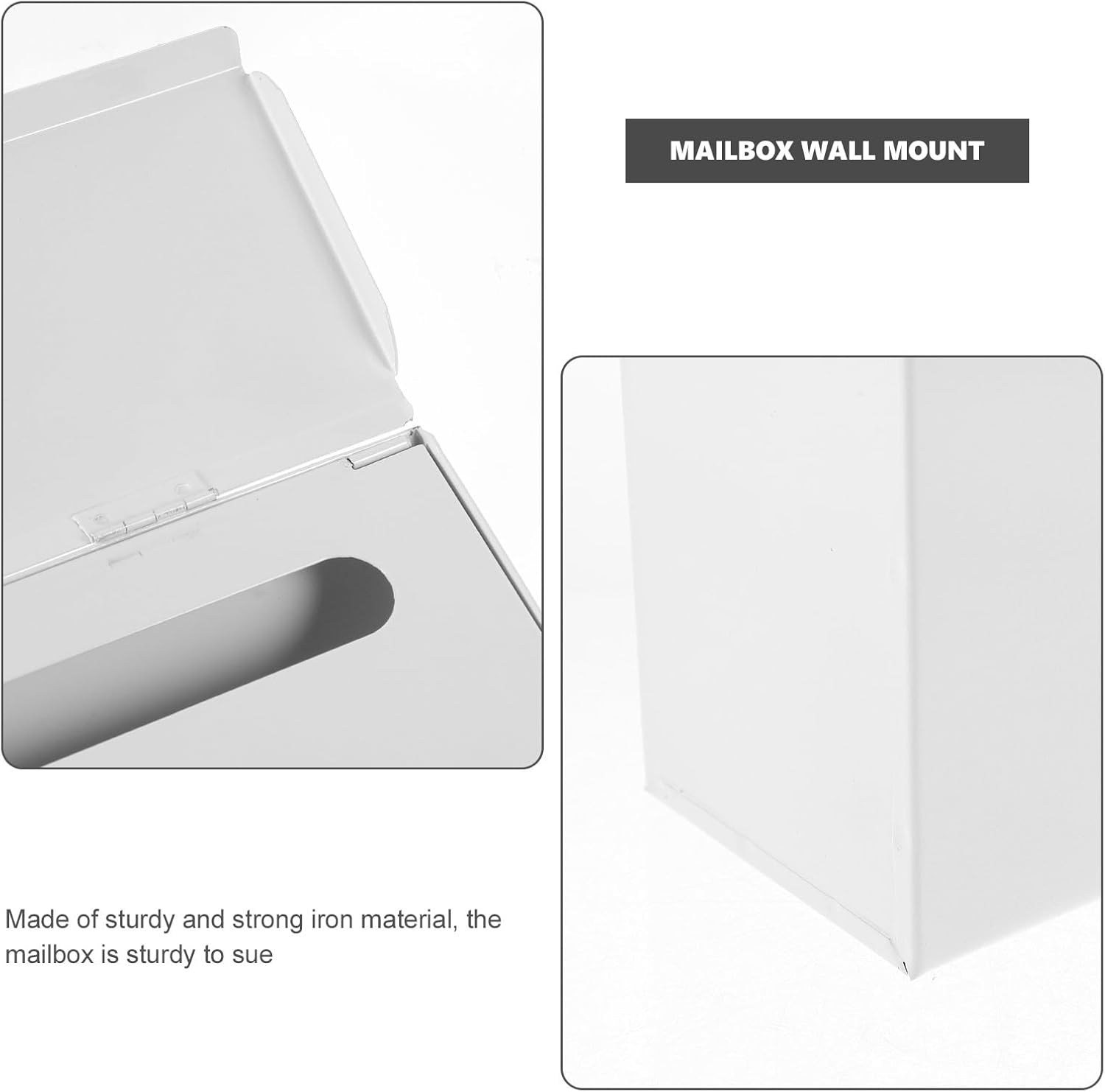 Vintage Iron Wall Mount Mailbox Lock, Retro Style Hanging Letter Box, White Metal Post Box for Outdoor Secure Mail Storage, 22X6.5X29Cm,