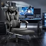 Gaming Chair PRO, Ergonomic Gaming Chairs for Adults Heavy People, Massage Reclining Office Desk Computer Chair with Footrest and Lumbar Support, Big Tall Mesh Gamer Chair with Cushion (Black) - Image 2