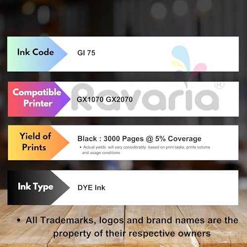 Image of GI 75 Compatible Premium Ink for Canon Maxify GX1070 GX2070 Printer (GI 75 Black Ink 2 Pcs)