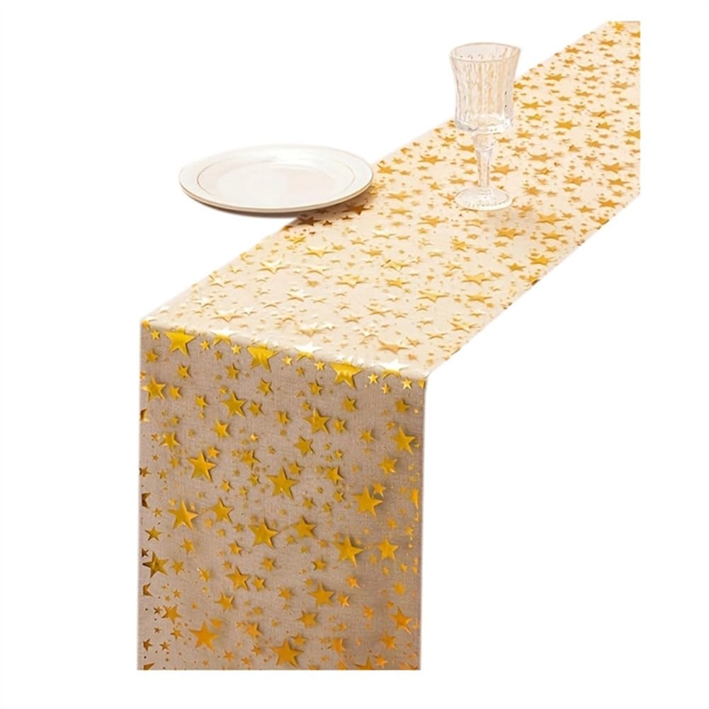 CTRLZS 3 Rolls Bling Star Table Runner 11x108 Sequin Glitter Foil Metallic Thin Mesh Table Runner