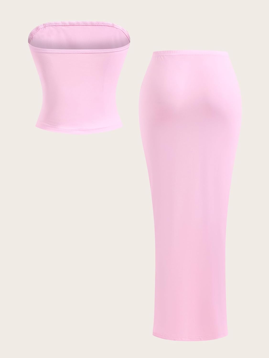 Women's 2 Piece Party Club Outfit Y2k Crop Tube Top and Bodycon Maxi Skirt Set - Image 2