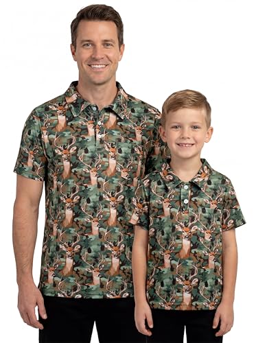 Image of Unique Baby Boys Daddy and Me Matching Fish Pattern Polo Shirt