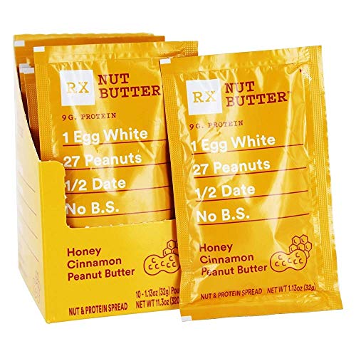 RX Nut Butter Peanut Butter, Protein Snack, Lunch Snacks, Honey Cinnamon, 11.3oz Box (10 Packs)