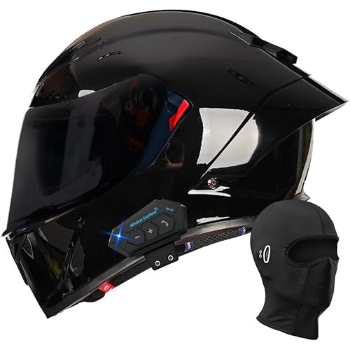 Bluetooth Full Face Motorcycle Helmet, DOT Approved Flip Up Anti-Fog Double Visor Helmet, Street Bike Helmet, Built-in Dual Speaker with Microphone, for Adults Men and Women M~XXL