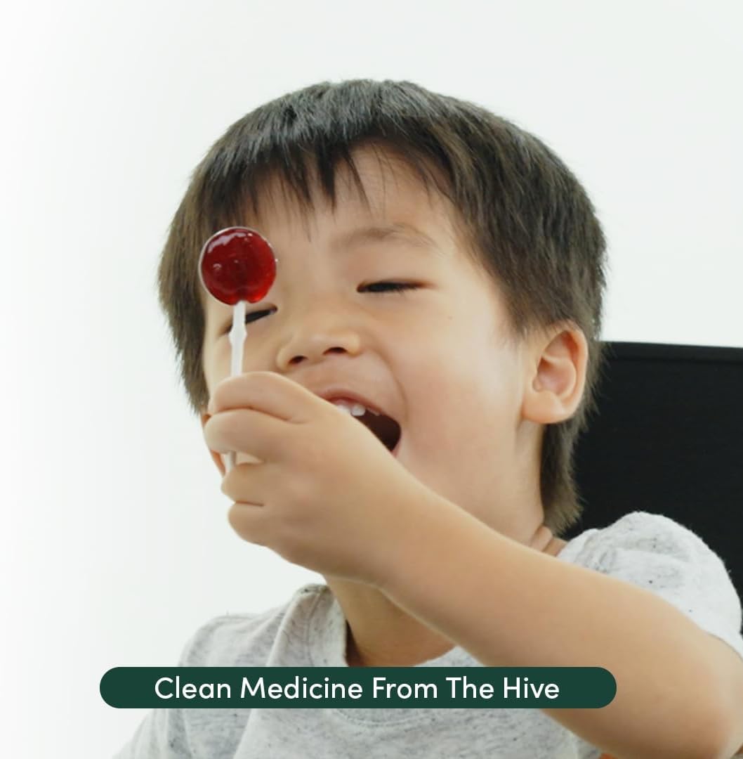 Beekeeper's Naturals Kids Throat Soothing Lollipops, Mixed Berry & Elderberry Doctor Formulated Immune Support, Vitamin D & Honey, 15 ct