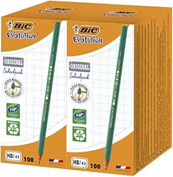 BIC Evolution ECOlutions, Maxi-Pack Matite Grafite, 200 Unità, Mina HB Resistente, Cancelleria Scuola e Ufficio