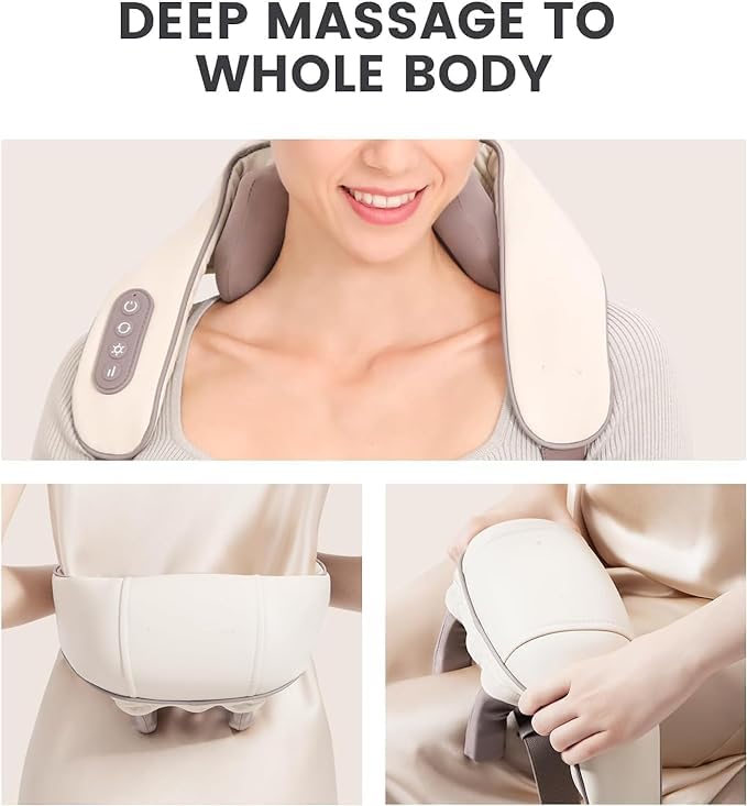 ACUWORLD Neck and Shoulder Massager with Adjustable Heat and Straps, Electric Deep Tissue 5D Kneading Massage Pillow for Neck, Back, Leg, Foot Body