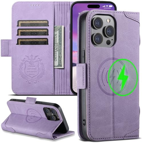 Étui compatible avec iPhone 16 Pro Max violet étui portefeuille cuir clapet