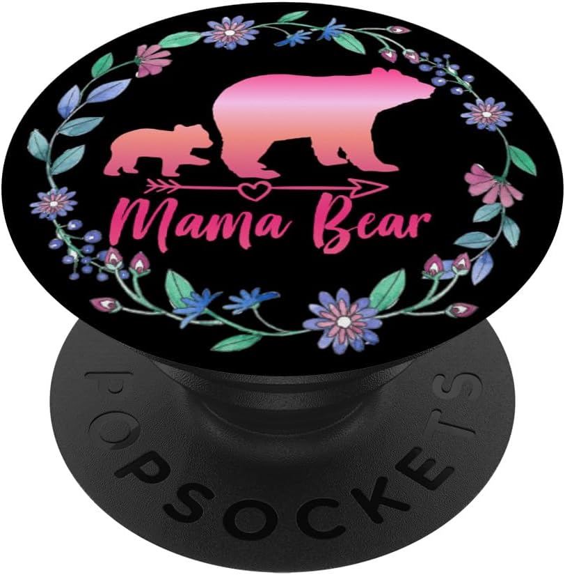 Cute MAMA BEAR Phone Grip for Mom Gift - Bear Mama Grip PopSockets PopGrip: Swappable Grip for Phones & Tablets PopSockets MagSafe PopGrip for iPhone