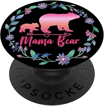 Cute MAMA BEAR Phone Grip for Mom Gift - Bear Mama Grip PopSockets PopGrip Swappable Grip for Phones & Tablets PopSockets Standard PopGrip
